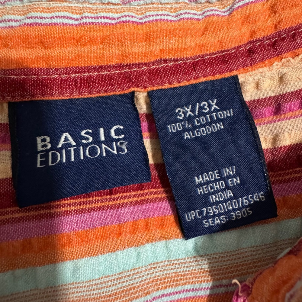 100% Cotton Basic Editions Button Up Shirt Size 3… - image 2